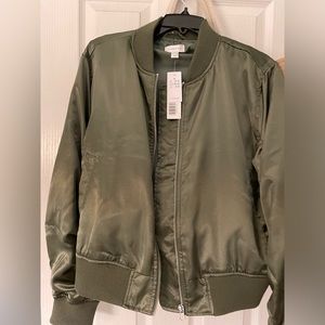 Topshop M satin green bomber jacket